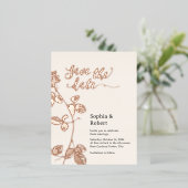 Rustiek Roos Goud Bloemen Bruiloft Save the date Folie Uitnodiging Briefkaart (Staand Voorkant)