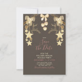 Rustiek Roos Goud Kerstfeest Save the Date (Voorkant)