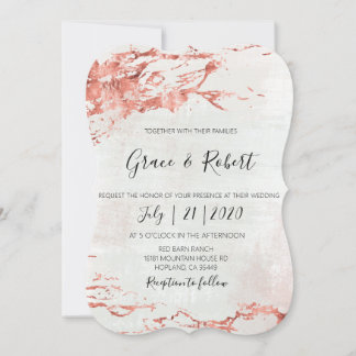 Rustiek Roos goud textured Wedding Invitation Kaart