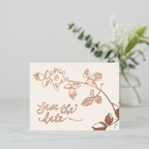 Rustiek Roos Gouden Botanische Bruiloft Bewaar de  Folie Uitnodiging Briefkaart