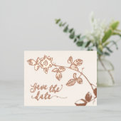 Rustiek Roos Gouden Botanische Bruiloft Bewaar de Folie Uitnodiging Briefkaart (Staand Voorkant)