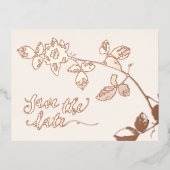 Rustiek Roos Gouden Botanische Bruiloft Bewaar de  Folie Uitnodiging Briefkaart (Voorkant)