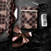 Rustiek Roos Gouden Kerstboom Buffel Plaid Glam Cadeaupapier