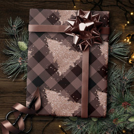 Rustiek Roos Gouden Kerstboom Buffel Plaid Glam Cadeaupapier