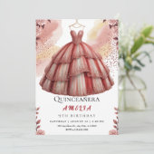 Rustiek Roos Gouden Quinceañera Verjaardag Kaart (Staand voorkant)