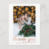 Rustiek Roos Gouden Trouwfoto Bedankt Briefkaart (Voorkant)