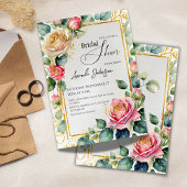 Rustiek Roos Ingelijste Waterverf Bloemen Vrijgeze Kaart