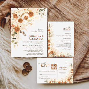 Rustiek Roos, Pampas & Calla Lily Wedding Details Informatiekaartje