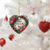Rustiek Roos Valentijnsdag Hartvormig Ornament