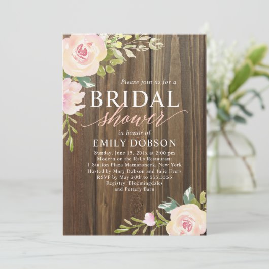 Rustiek Roos Vrijgezellenfeest Kaart (Staand voorkant)