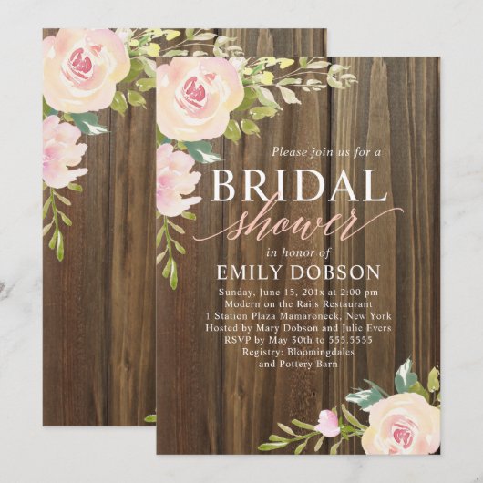 Rustiek Roos Vrijgezellenfeest Kaart (Voorkant / Achterkant)