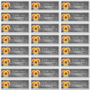 Rustiek Roos Zonnebloem Bruiloft Gast Adresetikett Sticker