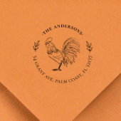  & Rustiek Rooster Aangepaste Naam & Adres Rubberstempel