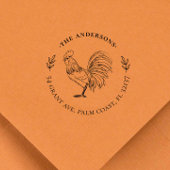  & Rustiek Rooster Aangepaste Naam & Adres Zelfinktende Stempel