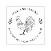 & Rustiek Rooster Aangepaste Naam & Adres Zelfinktende Stempel (Design)