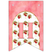 Rustiek Roze Aardbei Happy Birthday Berry First Vlaggetjes (Tweede vlag)