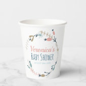 Rustiek Roze Blauw Pastel Botanisch Baby shower Papieren Bekers (Voorkant)