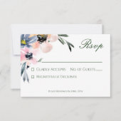Rustiek Roze & Blauw Waterverf Bloemen Boeket RSVP Kaartje (Voorkant)