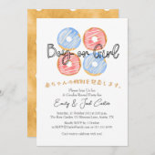 Rustiek Roze Blauwe Donuts Jongen of Meisje Geslac Kaart (Voorkant / Achterkant)