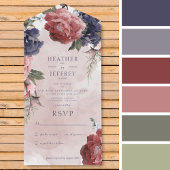 Rustiek Roze & Blauwe Pioenen Roze Geen Diner All In One Uitnodiging