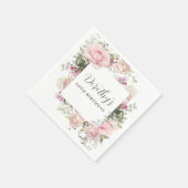 Rustiek Roze Bloemen 80e Verjaardagsfeestje Aangep Servet (Hoek)