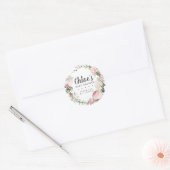 Rustiek Roze Bloemen Baby shower Dank u Ronde Sticker (Envelop)