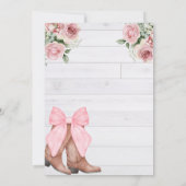 Rustiek Roze Bloemen Conquette Cowgirl Boot Verjaa Kaart (Achterkant)
