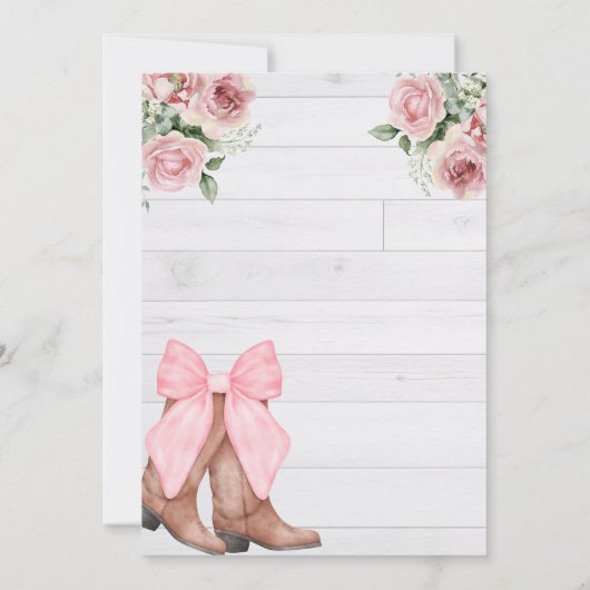 Rustiek Roze Bloemen Conquette Cowgirl Boot Verjaa Kaart (Achterkant)