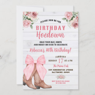 Rustiek Roze Bloemen Conquette Cowgirl Boot Verjaa Kaart