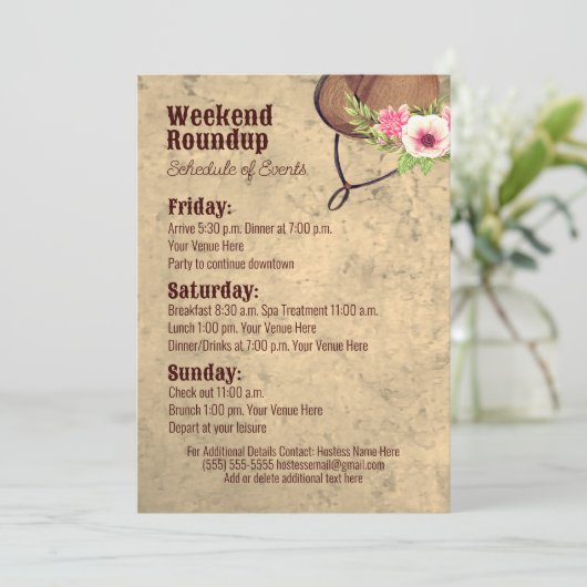 Rustiek, Roze, Bloemen, Cowgirl, Routebeschrijving Kaart (Staand voorkant)