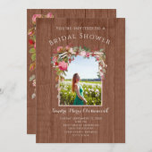 Rustiek Roze Bloemen Hout Huwelijk Vrijgezellenfee Kaart (Voorkant / Achterkant)