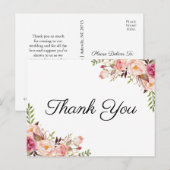 Rustiek Roze Bloemen Huwelijk Dank u Briefkaarten (Voorkant / Achterkant)