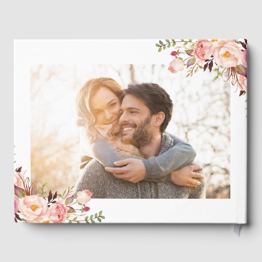 Rustiek Roze Bloemen Huwelijk Gastboek Gastenboek (Achterkant)