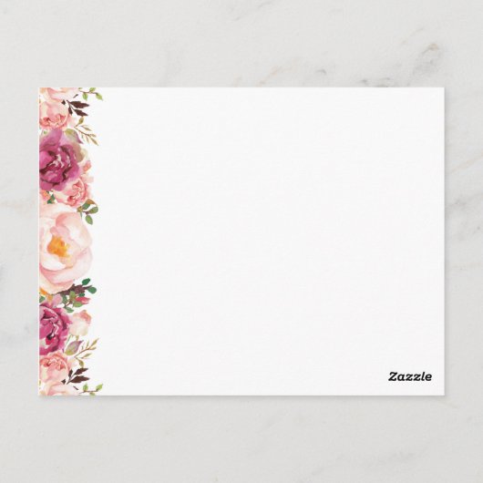 Rustiek Roze Bloemen Huwelijksadvies Kaarten (Achterkant)