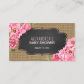 Rustiek Roze Bloemen Luier Raffle ticket spel Informatiekaartje (Achterkant)