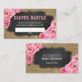 Rustiek Roze Bloemen Luier Raffle ticket spel Informatiekaartje (Voorkant / Achterkant)
