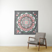 Rustiek Roze Bloemen Mandala Wandkleed (In Situ (horizontaal))