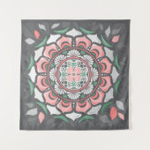 Rustiek Roze Bloemen Mandala Wandkleed (Voorkant)