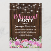 Rustiek Roze Bloemen Pensioen Party Kaart (Voorkant)