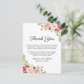 Rustiek Roze Bloemen Plaats Instelling Dank u kaar Briefkaart (Staand voorkant)