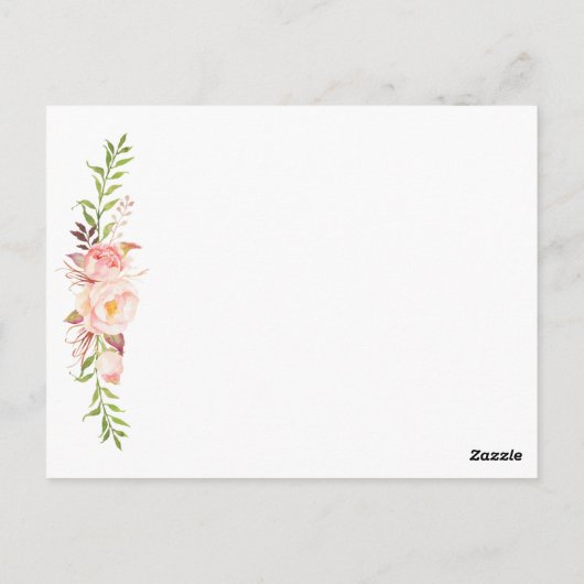 Rustiek Roze Bloemen Plaats Instelling Dank u kaar Briefkaart (Achterkant)