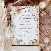 Rustiek Roze Bloemen Pompoen Meisje Baby shower Kaart