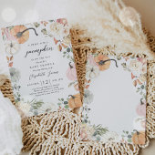 Rustiek Roze Bloemen Pompoen Meisje Baby shower Kaart