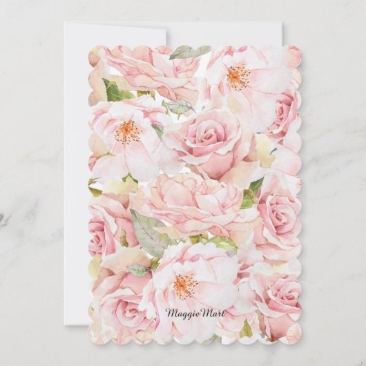 Rustiek Roze Bloemen String Lights repetitie diner Kaart (Achterkant)