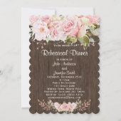 Rustiek Roze Bloemen String Lights repetitie diner Kaart (Voorkant)