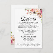 Rustiek Roze Bloemen Trouwdetails Kaart Inserts (Voorkant / Achterkant)