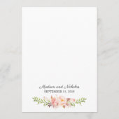 Rustiek Roze Bloemen Trouwmenu Kaarten (Achterkant)