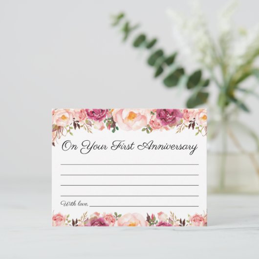 Rustiek Roze Bloemen Trouwtijd Capsule Kaarten (Staand voorkant)