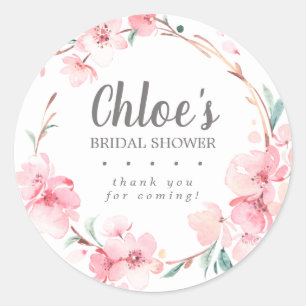 Rustiek Roze Bloemen Vrijgezellenfeest Dank u Ronde Sticker