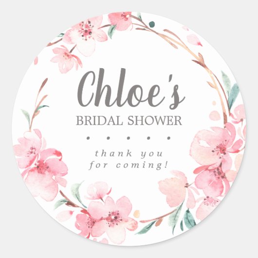 Rustiek Roze Bloemen Vrijgezellenfeest Dank u Ronde Sticker (Voorkant)